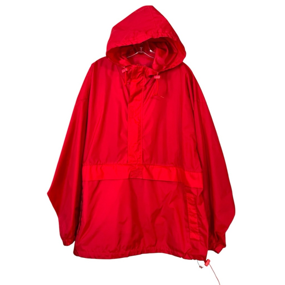 Vintage J. Crew Red Oversized Pop Over Windbreaker Sz L EUC
